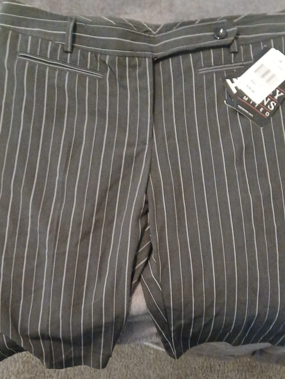 Women's Pinstripe Dress Pants - Black with White Stripes